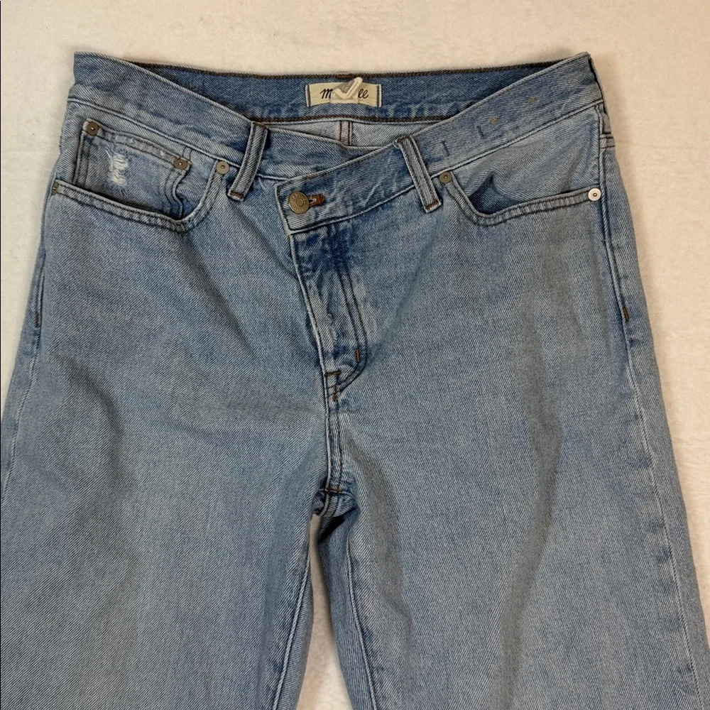 Madewell Light Blue Denim Jeans Low Slung Straight Jean Crossover Waist - Picture 11 of 16